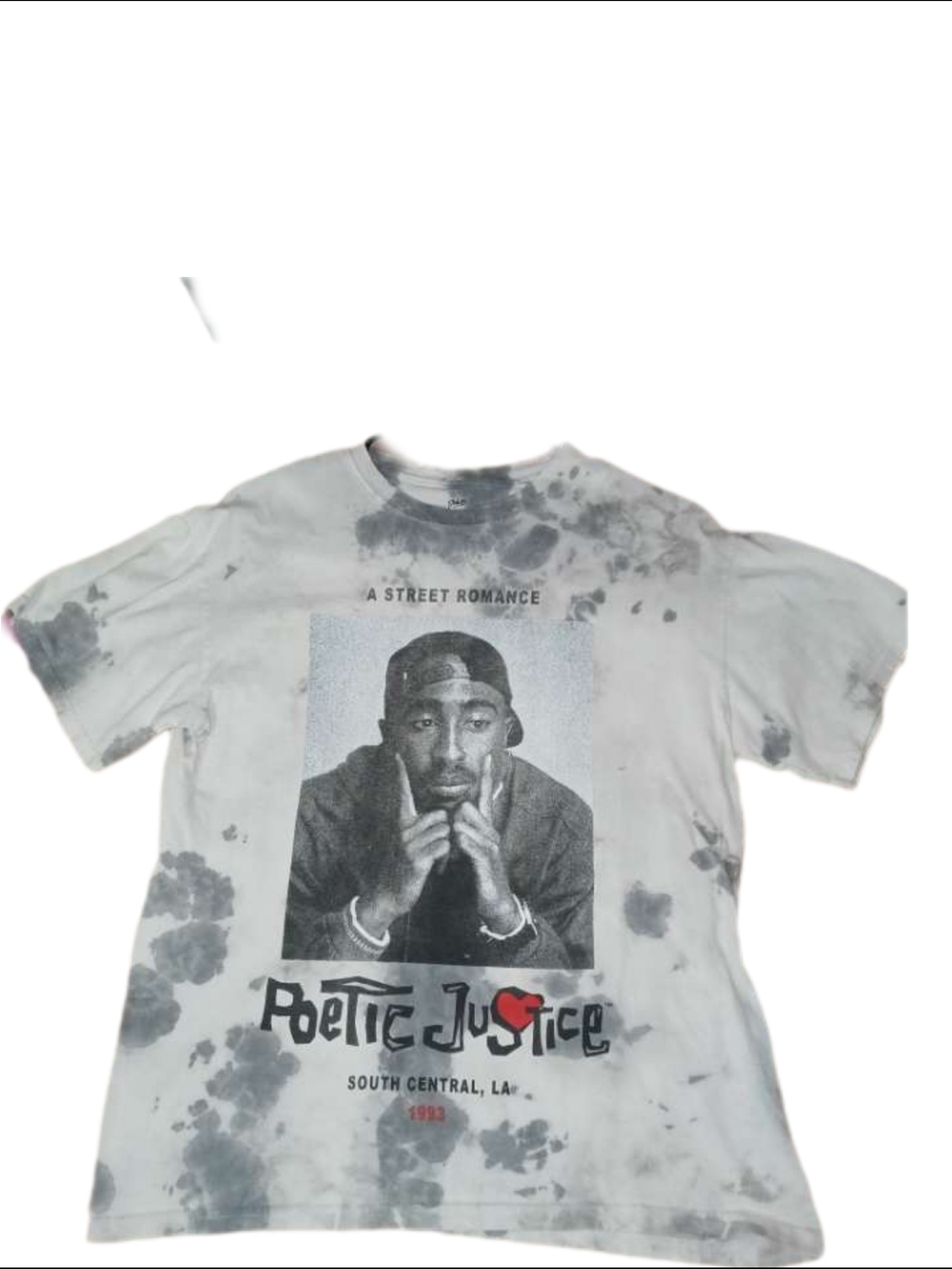 Tupac Poetic Justice Graphic Tee - Black & White Tie-Dye